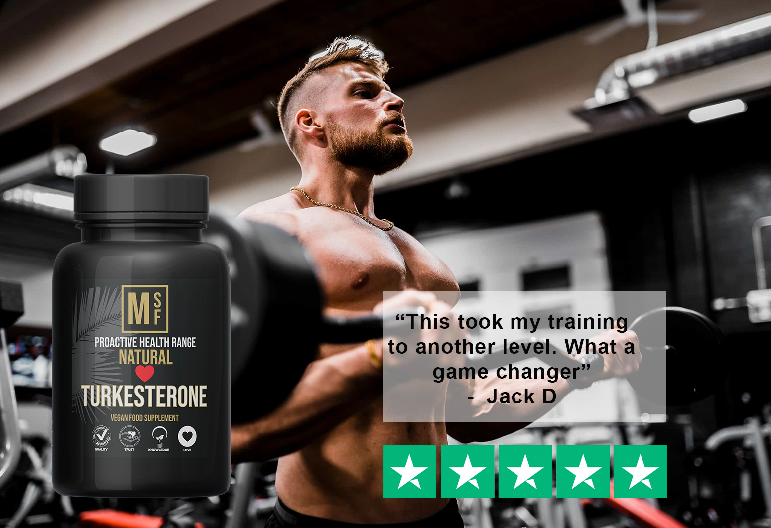 thumbnail interactive-video image 1 of Turkesterone 1000mg Natural Muscle Growth Supplement - 60 Capsules With Tongkat Ali 1 of 4