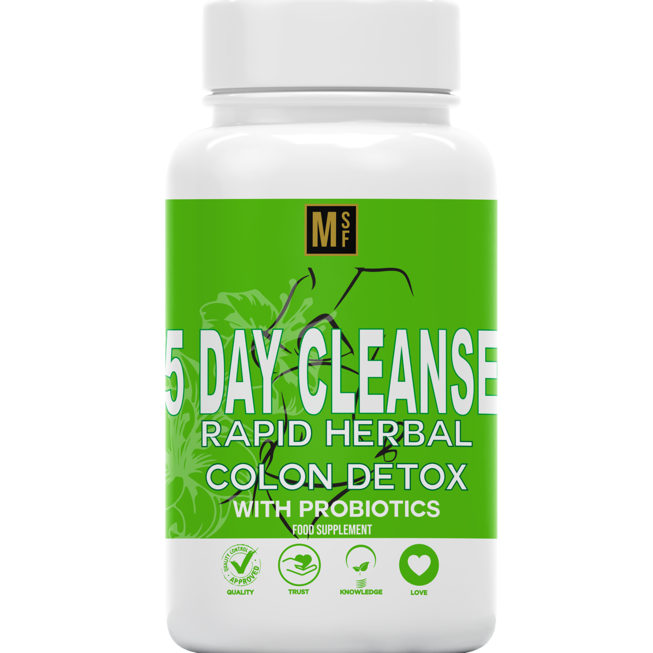 Colon Cleanse | 5 Day Rapid Detox Vegan Capsules | Natural Laxative with Probiotic | Constipation Bloating Gut Detox Relief for Men and Women | Easy to Swallow, UK Company